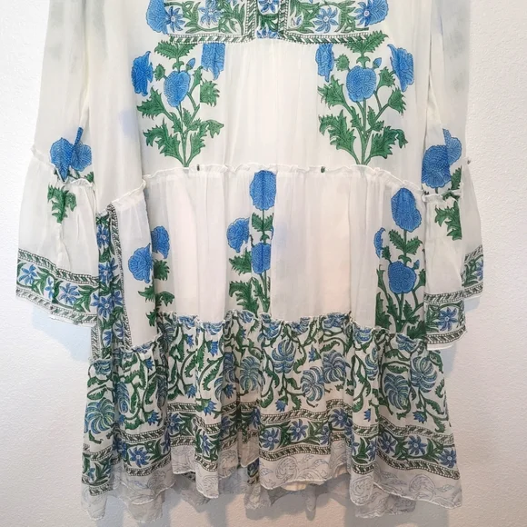 Tuckernuck Juliet Dunn White Poppy Flared Sleeve Dress Size XL - Picture 9 of 13